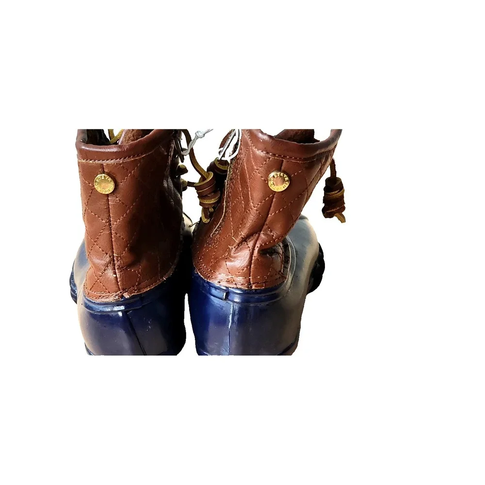 Steve‎ Madden Blue/Brown Rain/Duck Boots Quilted Fleece Lined Women's Size 6
